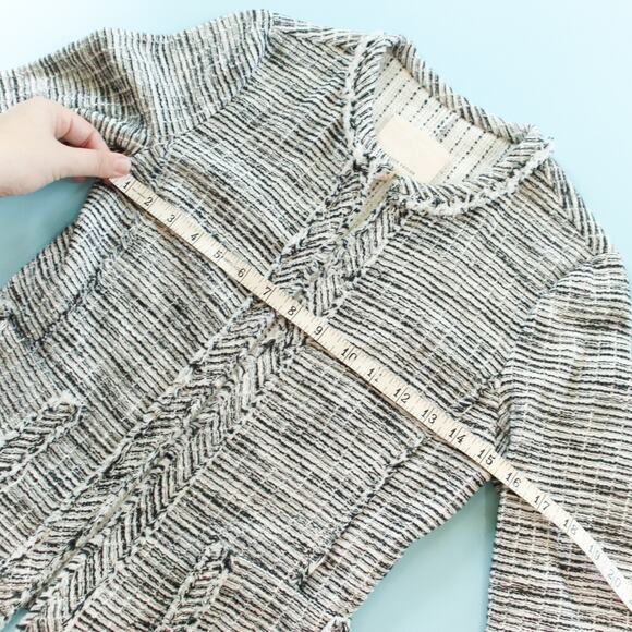 Rebecca Taylor Textured Long Sleeve Open Front Fringe Jacket Size 2 Business - Picture 8 of 10